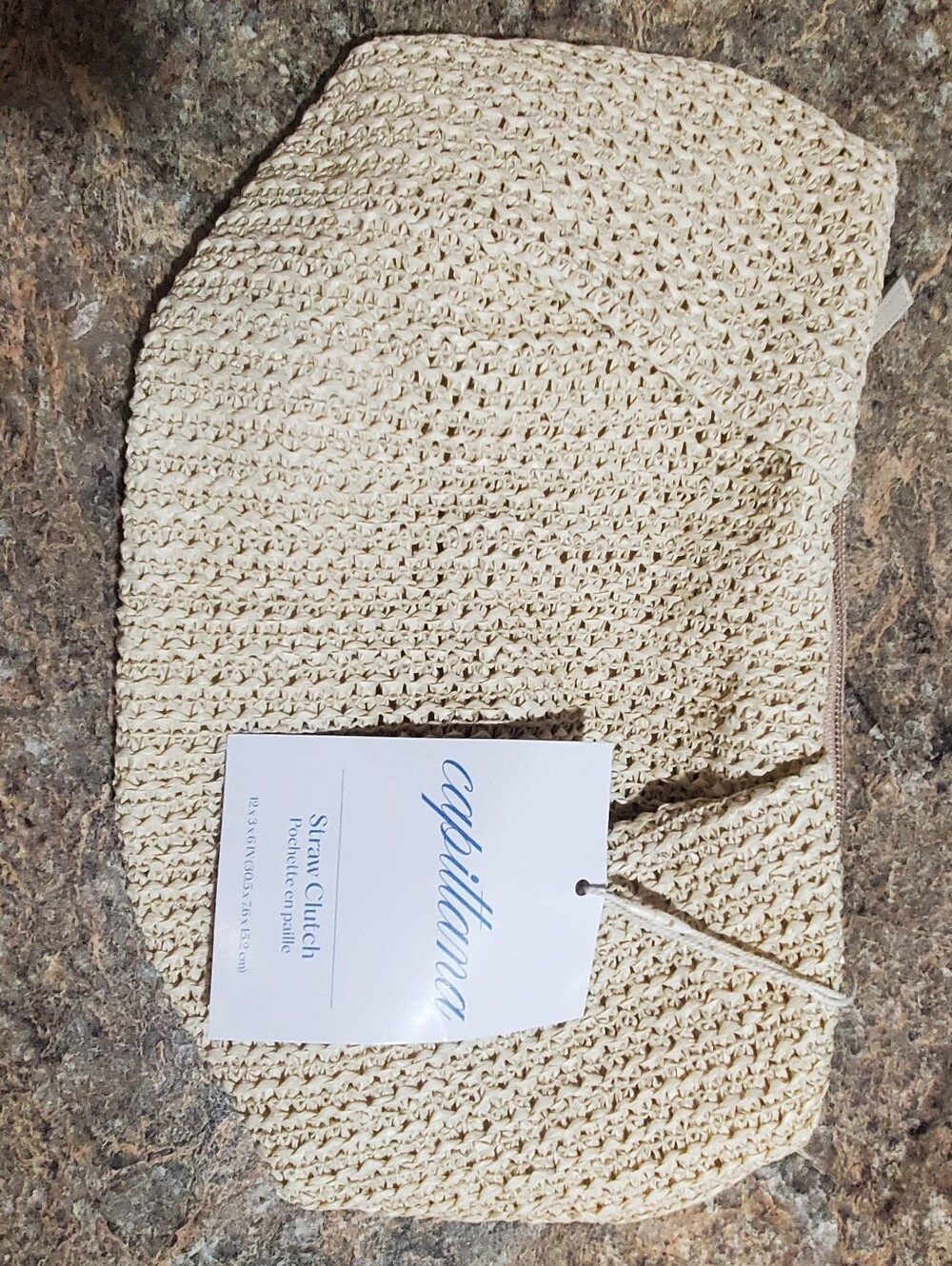 CAPITTANA straw Clutch Nwt. Beige. With Gokd Chain